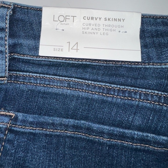 LOFT Curvy Skinny Jeans NWT Size 14 Dark Wash High Rise Ankle Stretch Denim - Picture 7 of 7